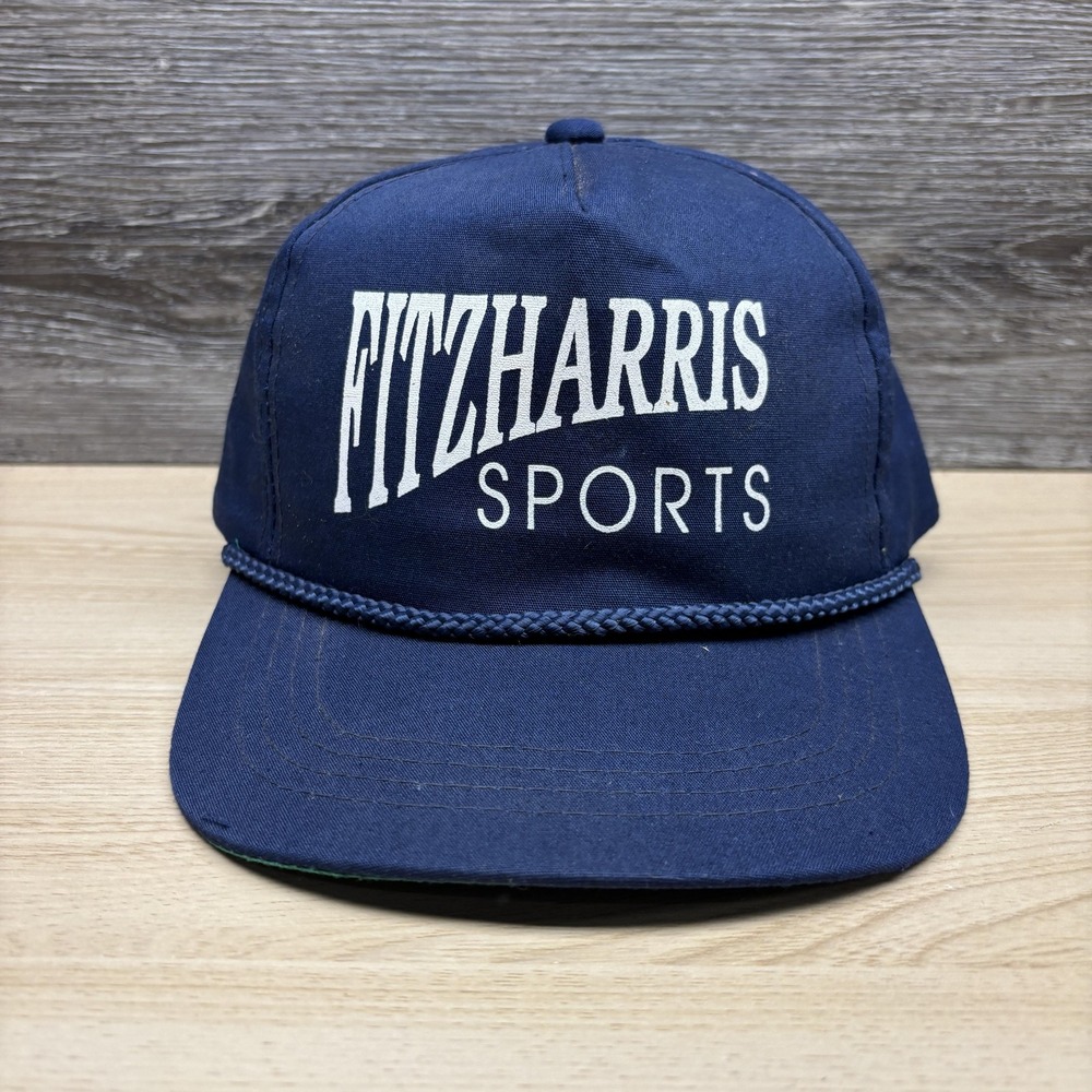 Vintage Fitzharris Sports Hat Cap Snap Back Navy Blue Rope Trucker
